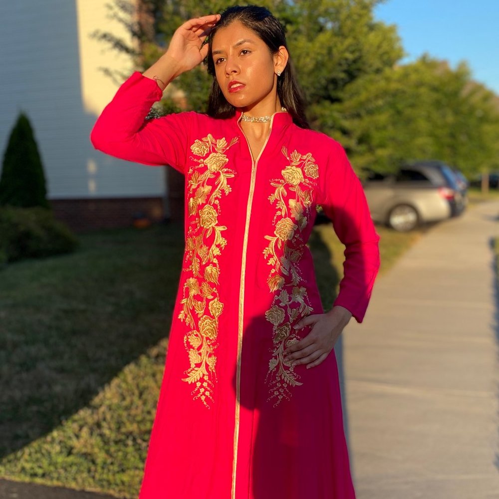 Bright Pink and Golden Shalwar Kameez